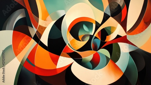 Abstract colorful dynamic shapes swirling design