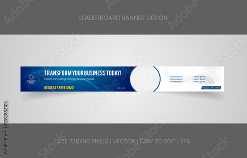 leaderboard 728x90 template banner design with abstract background for promotion website social media 