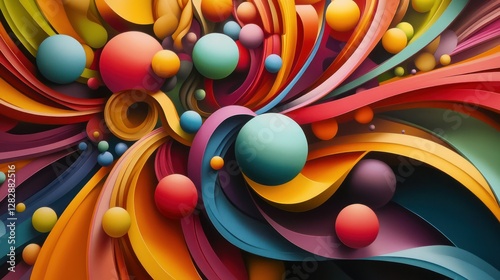 Abstract colorful dynamic swirls and spheres