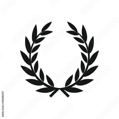 Laurel wreath silhouette vector illustration representing victory success and honor classic decorative leaf emblem for awards and achievement recognition
