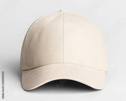 Cream Baseball Cap on Light Gray Background