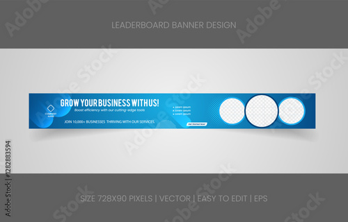 leaderboard 728x90 template banner design with abstract background for promotion website social media 
