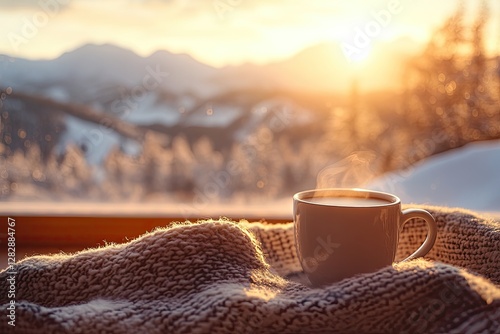 Winter Sunrise Coffee on Mountain Blanket