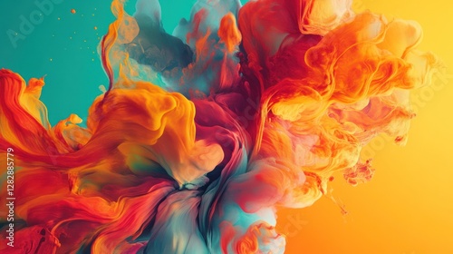 Abstract colorful ink explosion in vibrant hues