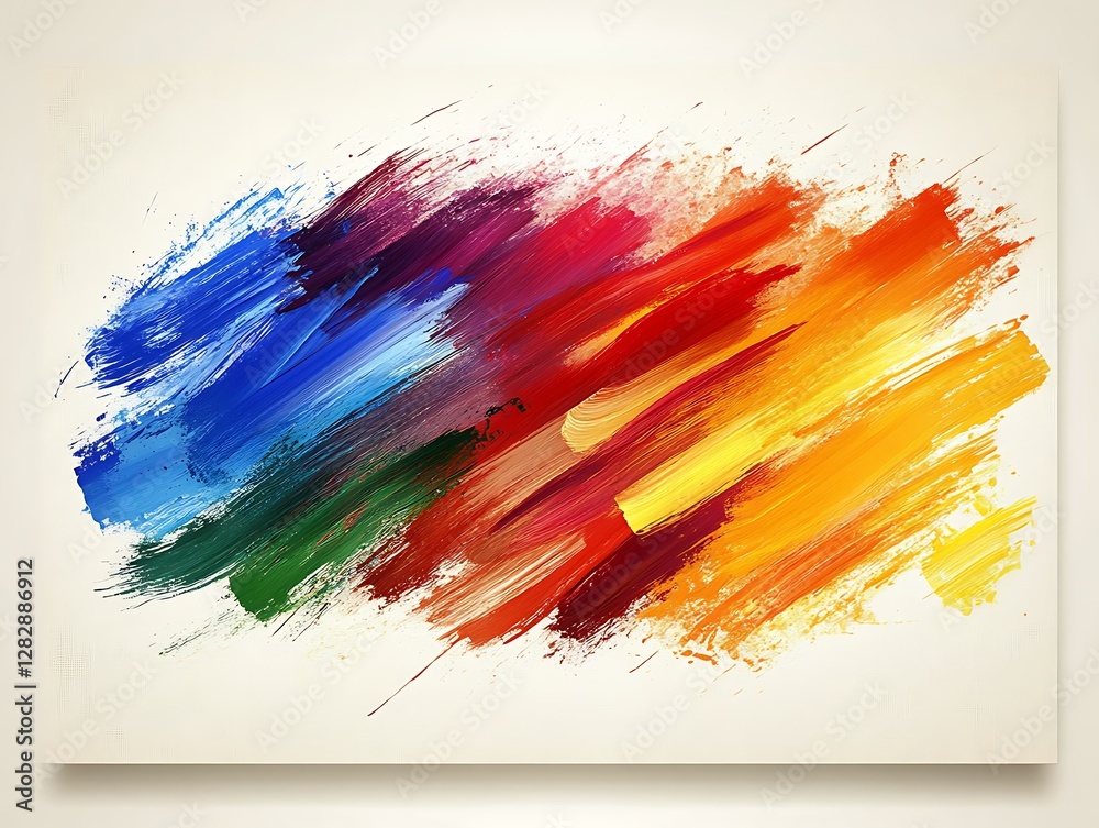 Obraz premium Abstract vibrant paint strokes on white canvas