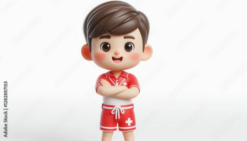 Lifeguard character beach 3d animation fun environment front view kid's imagination Lifeguard character beach 3d animation fun environment front view kid's imagination