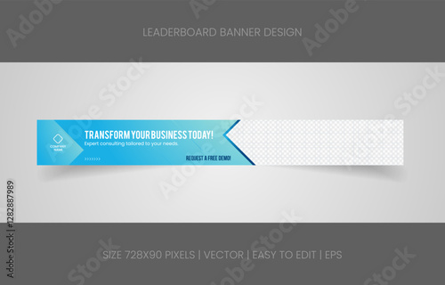 leaderboard 728x90 template banner design with abstract background for promotion website social media 