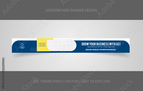 leaderboard 728x90 template banner design with abstract background for promotion website social media 