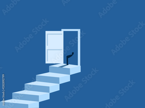 Start of a Business.Businessman Goes to the Open Door
