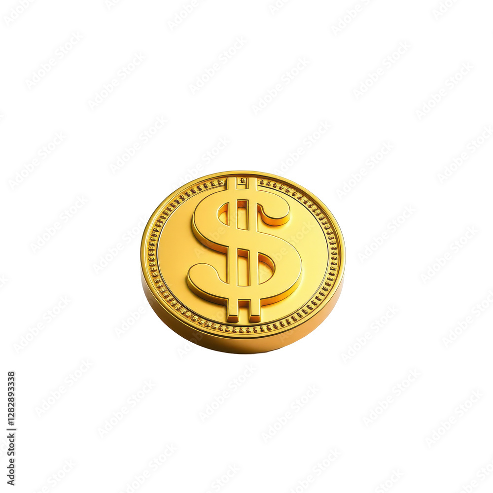 Golden Dollar Coin with Symbol for Financial Investment and Wealth Golden Dollar Coin with Symbol for Financial Investment and Wealth
