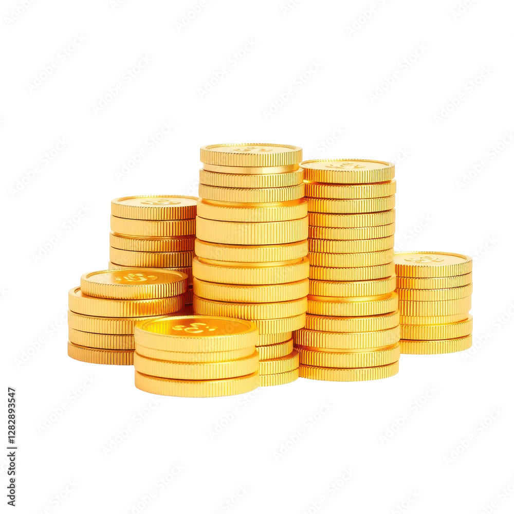 Stacked Gold Coins with Shiny Surfaces on a Dark Background Stacked Gold Coins with Shiny Surfaces on a Dark Background