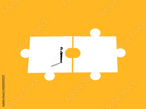 Businessman solves the problem of mismatched jigsaw pieces