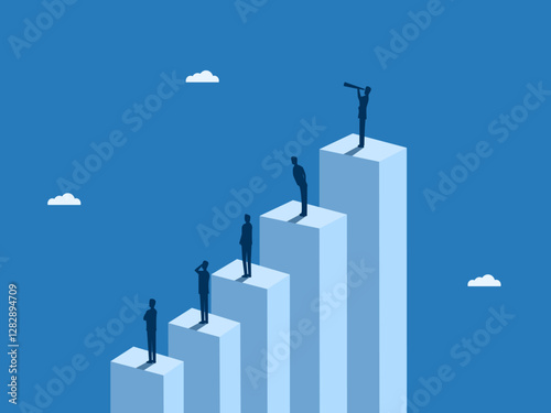 Promotion, Development, Social Class, Businessman on Graph at Different Levels