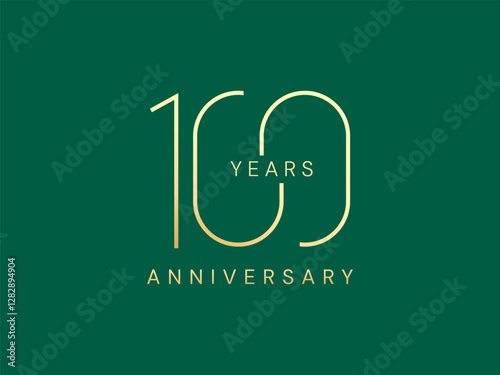 100th Anniversary luxury gold celebration with Slim lines logo typography vector design concept. One Hundred years anniversary gold logo template for celebration event, invitation, business, card, web