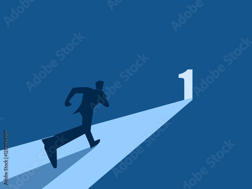 Ambition, Victory, Businessman running to the door icon number one