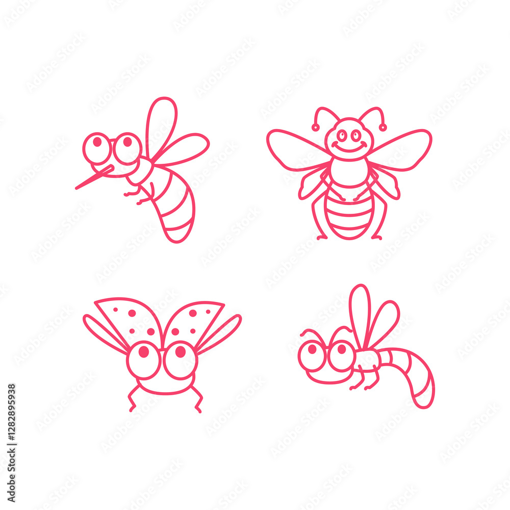 cute flying insect icons design vector illustration template cute flying insect icons design vector illustration template