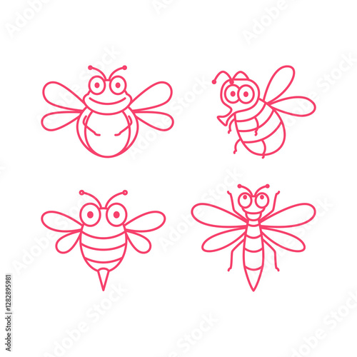 cute flying insect icons design vector illustration template