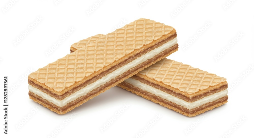 Crisp layered delight, Wafer bars stacked against bright backdrop Crisp layered delight, Wafer bars stacked against bright backdrop