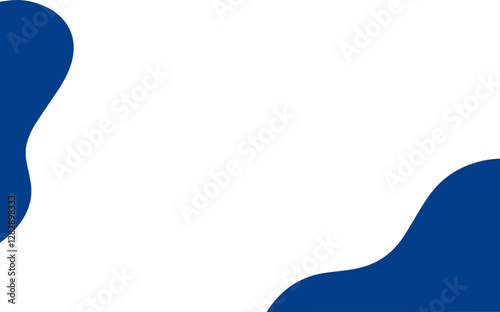 Modern blue abstract wavy quarter shape