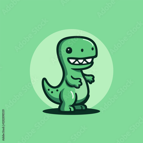 Playful Cartoon Green Dinosaur with a Wide, Toothless Smile