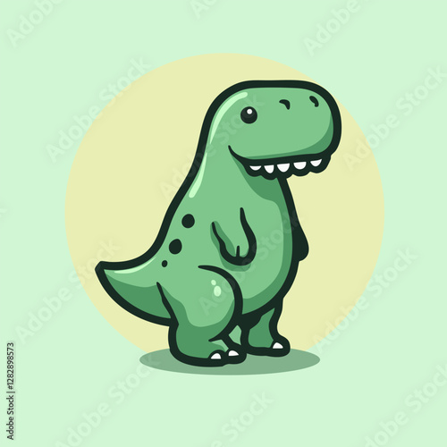 Green Cartoon Healthy Muscular Dinosaur