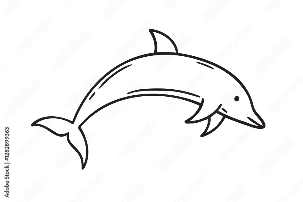Fototapeta premium dolphin doodle hand drawn icon set. Outline drawing dolphin line clipart symbol collection