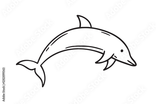 dolphin doodle hand drawn icon set. Outline drawing dolphin line clipart symbol collection