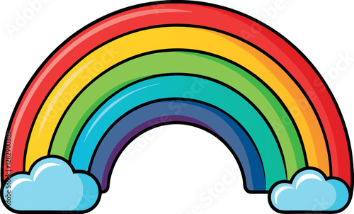 High-Quality Minimalist Cartoon Rainbow – Vibrant and Colorful Vector Illustration for Cheerful, Whimsical, and Aesthetic Weather-Themed Creative Designs
