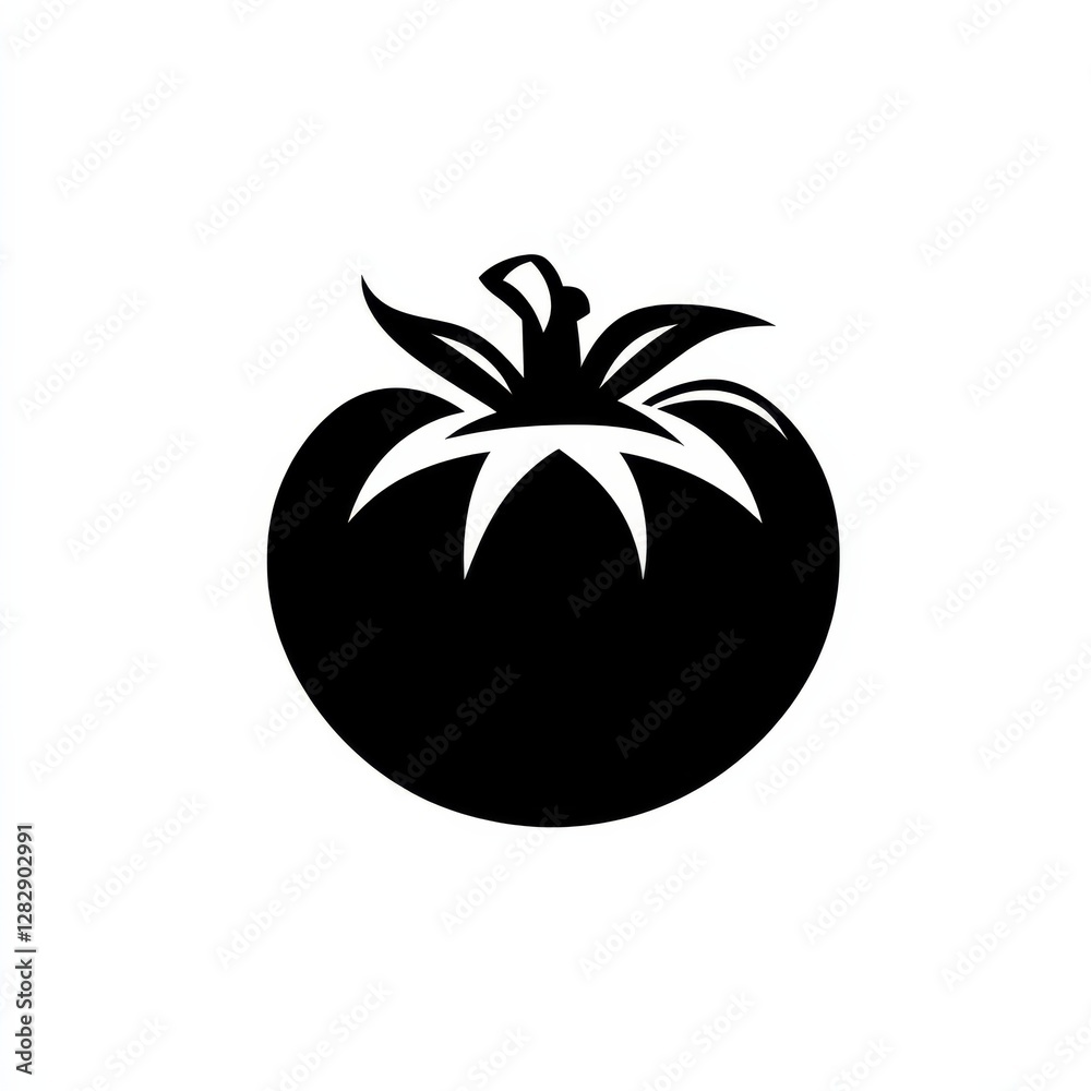 Minimalist Black and White Tomato Icon: A Simple and Clean Vegetable Illustration for Design Projects Minimalist Black and White Tomato Icon: A Simple and Clean Vegetable Illustration for Design Projects