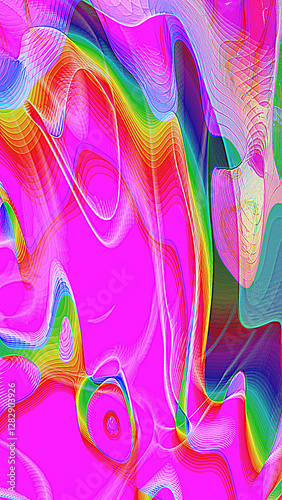 Abstract neon rainbow psychedelic pixelated digital glitch background