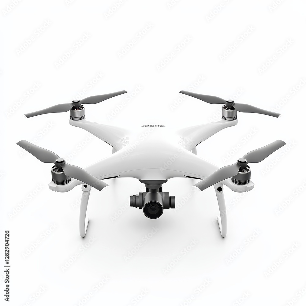 White Drone with Gimbal Camera on a Clean Background, ready for aerial photography or videography projects for commercial use. White Drone with Gimbal Camera on a Clean Background, ready for aerial photography or videography projects for commercial use.
