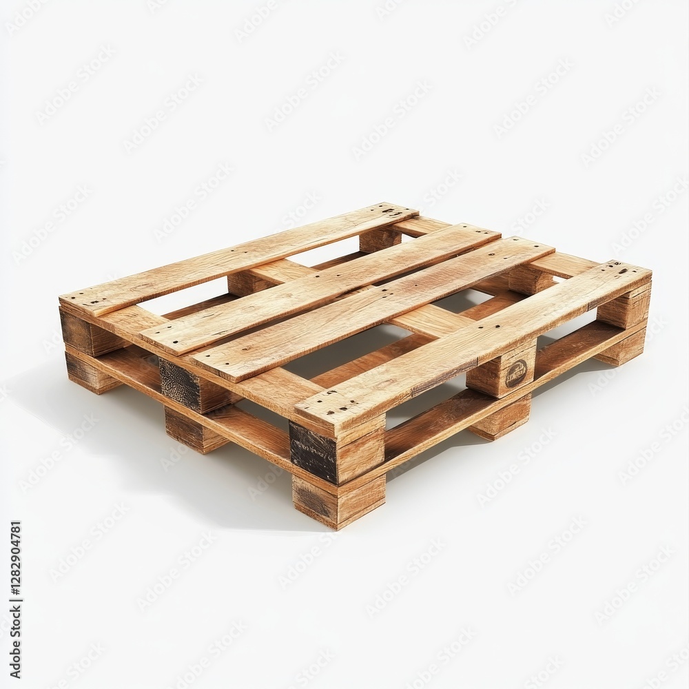 Wooden Euro Pallet Isolated on White Background, a Durable Platform for Transportation and Storage Wooden Euro Pallet Isolated on White Background, a Durable Platform for Transportation and Storage