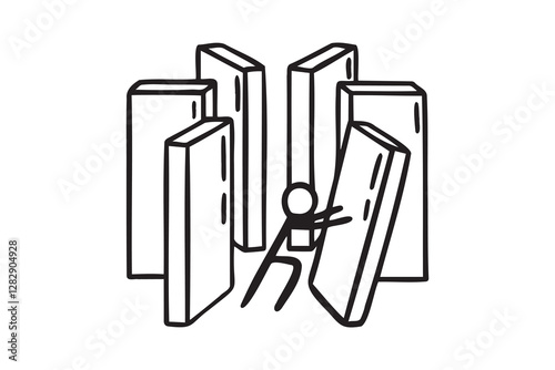 Karma domino and karma concept doodle hand drawn icon social media. Outline drawing karma line clipart symbol