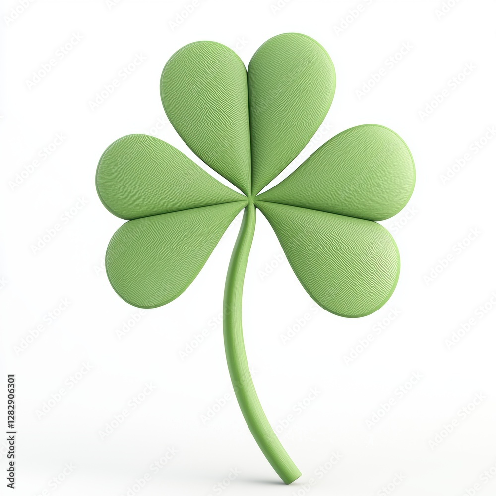 A simple green four-leaf clover with a smooth texture, symbolizing luck and good fortune. A simple green four-leaf clover with a smooth texture, symbolizing luck and good fortune.