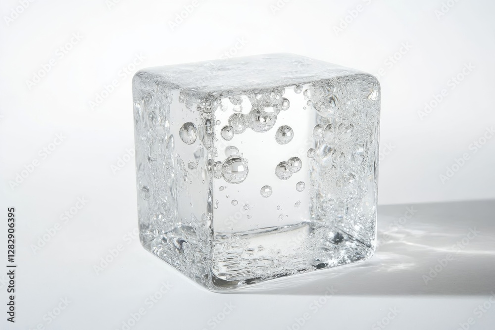 Glass Cube Filled With Water And Bubbles Glass Cube Filled With Water And Bubbles