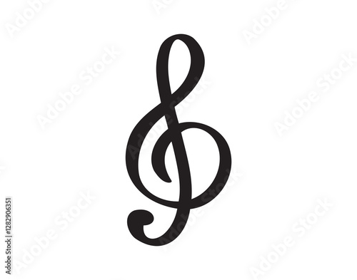thick bold outline treble clef music note doodle hand drawn icon. Outline drawing thick bold outline treble clef music note line clipart symbol