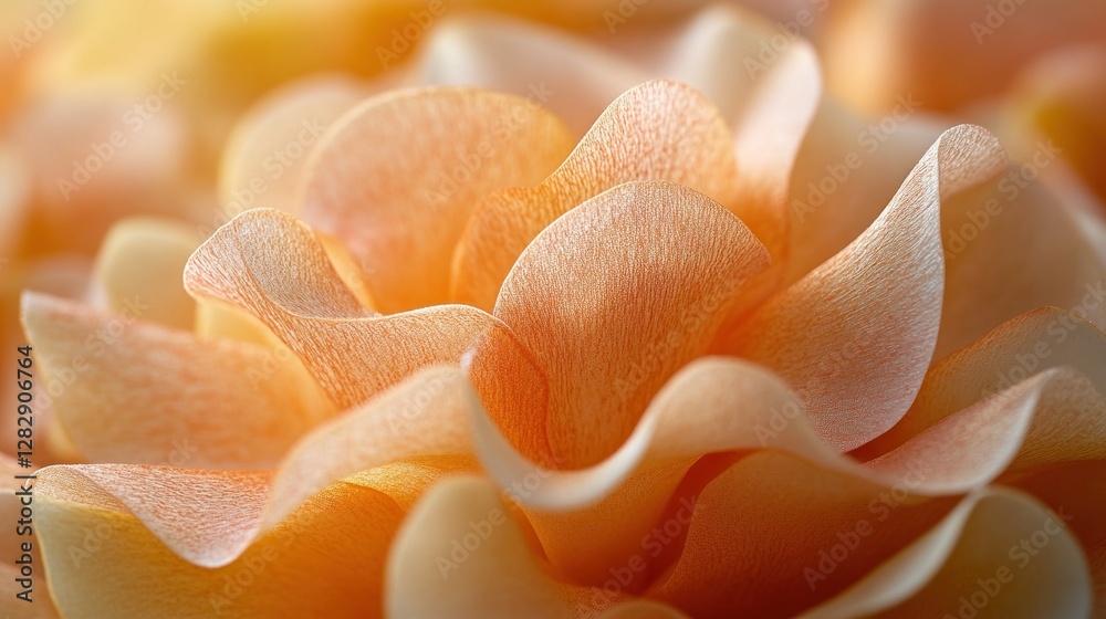 Fototapeta premium Peach rose petals closeup, soft light, blurred background, wedding invitation