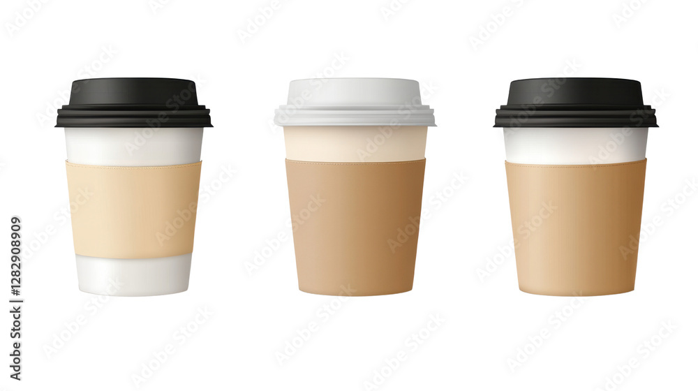 Set of cup of coffee isolated on white background Set of cup of coffee isolated on white background