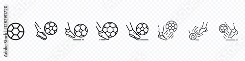 Soccer Ball Kick icon, Dynamic Soccer Ball Kick Icon – Football Player Kicking Ball Vector Illustration for Sports Design