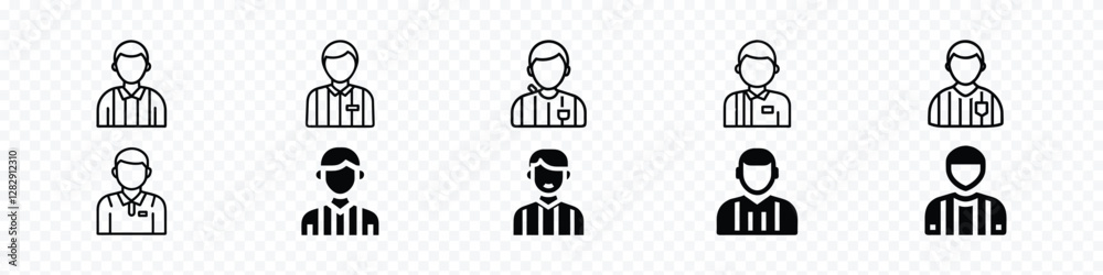 Soccer Referee Vector Icon | Football Official with Whistle and Cards Illustration for Sports Design Soccer Referee Vector Icon | Football Official with Whistle and Cards Illustration for Sports Design