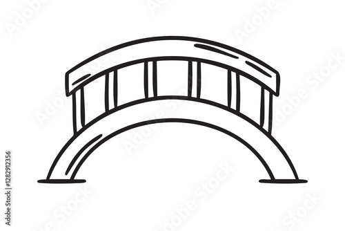 Bridge doodle hand drawn icon. Outline drawing bridge line clipart symbol