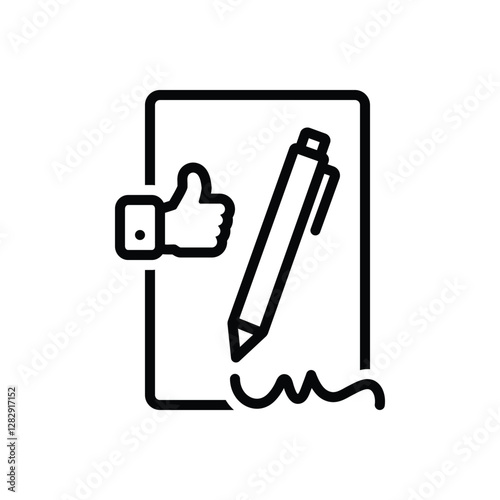Black line icon for endorsement