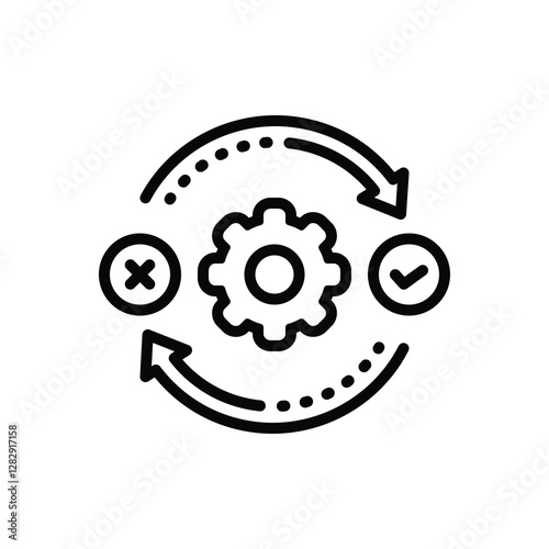 Black line icon for decision
