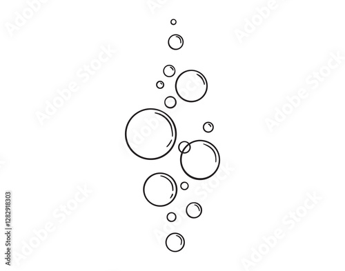 bubbles of fizzy drink or bubbles in the water from fish doodle hand drawn icon. Outline drawing bubbles in the water line clipart symbol