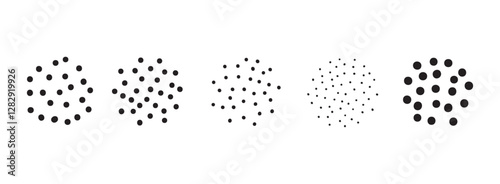 coffee grind different sizes from coarse to fine. Coffee sizes set particulate matters dust and pollution particles.
