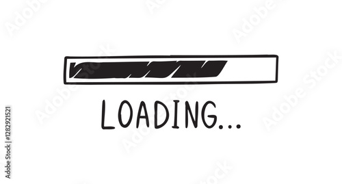 loading bar doodle hand drawn icon. Outline drawing loading bar line clipart symbol