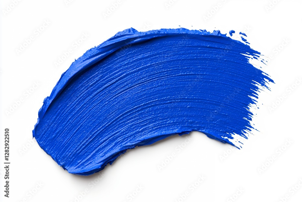 Fototapeta premium Vibrant Blue Paint Stroke Creating Artistic Wave Texture on a White Background