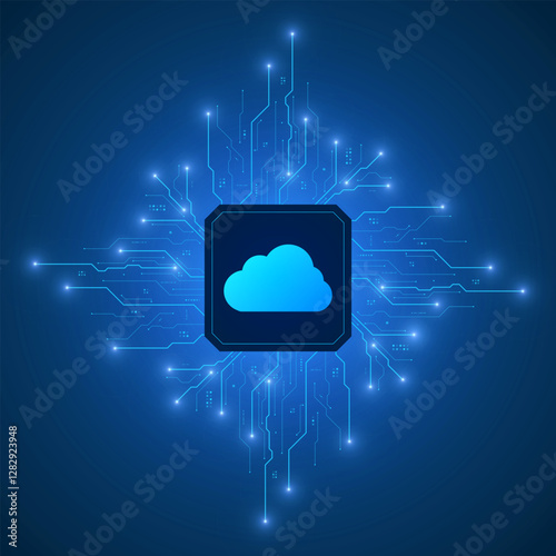 Modern cloud technology futuristic, online storage, work from home	
