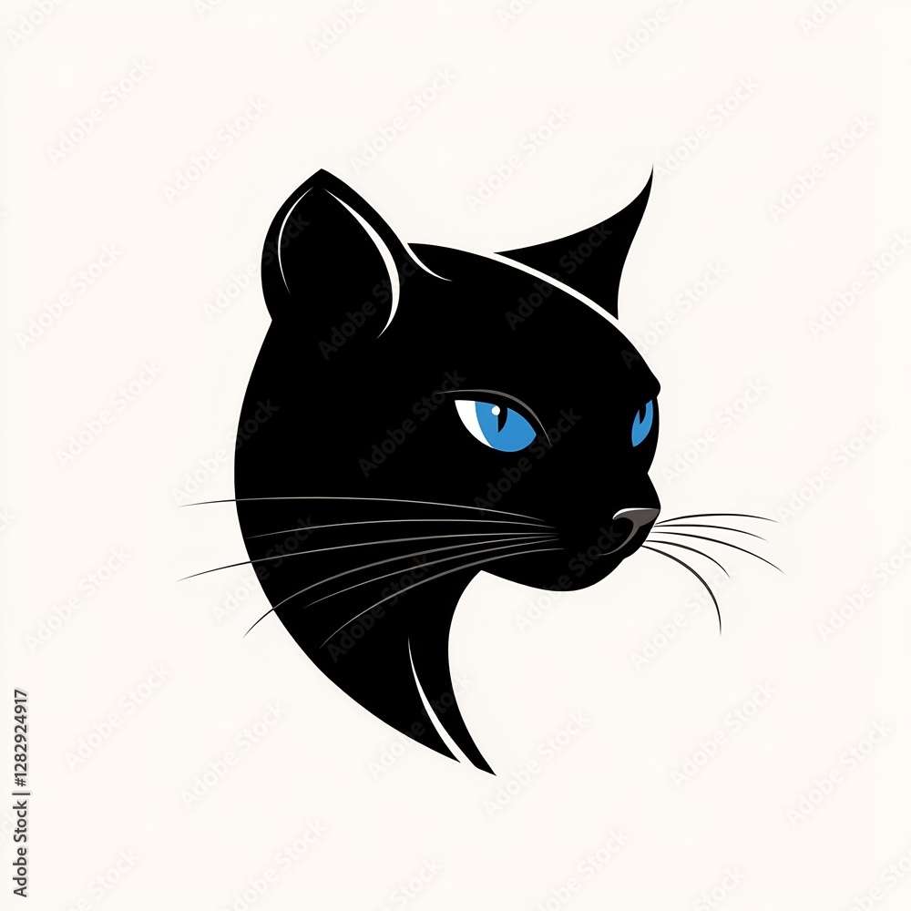 Obraz premium Elegant Russian Blue: A Minimalist Black Cat Portrait