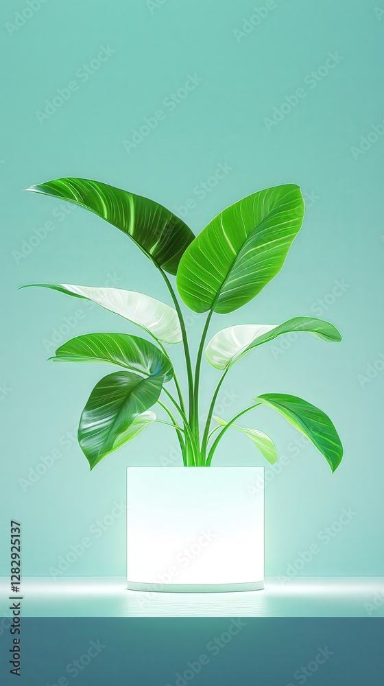 Glowing Plant in Minimalist Pot. Glowing Plant in Minimalist Pot.